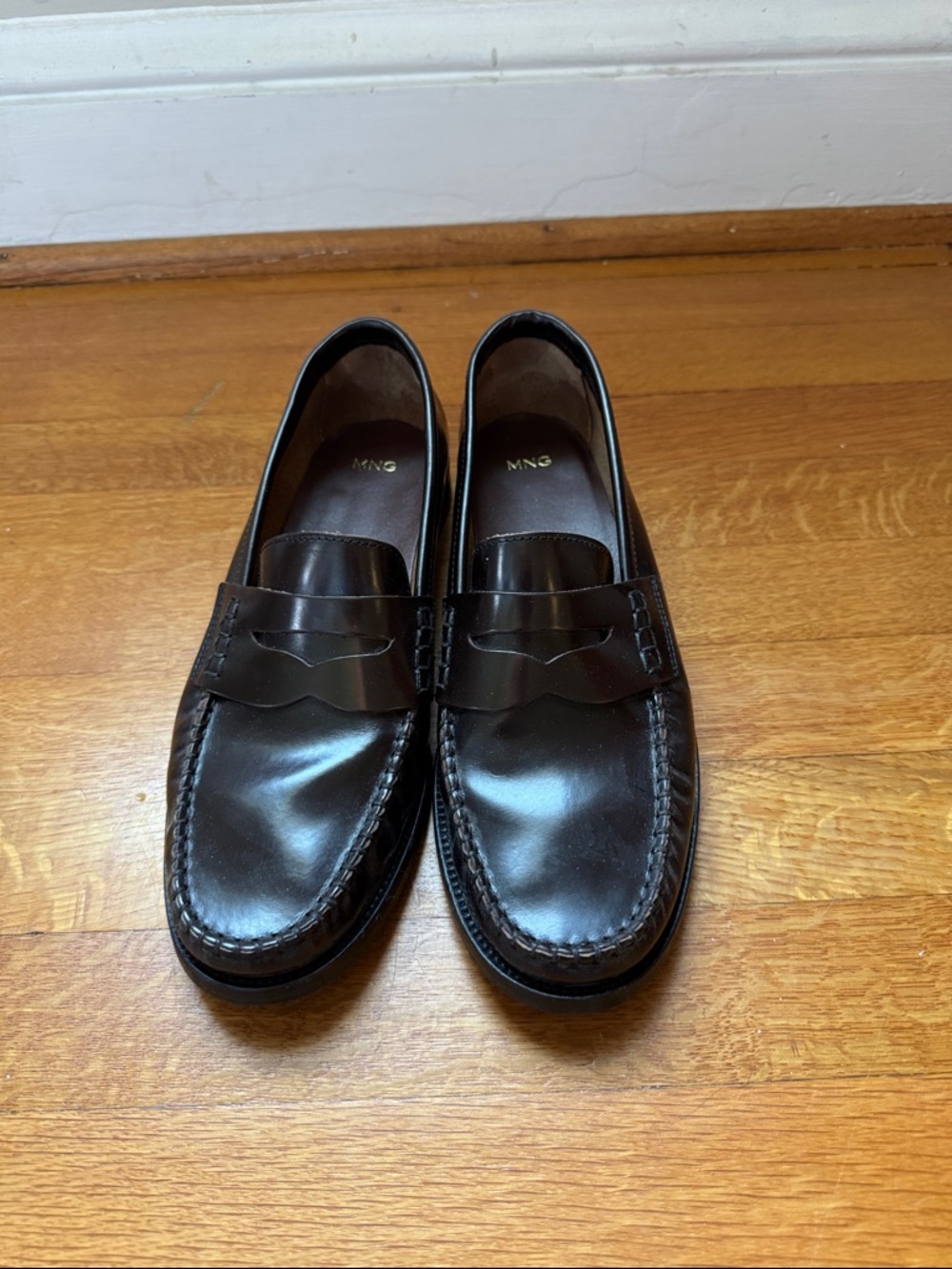 Mango Women’s dark brown Leather Penny Loafers size 41 (worn once)